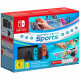 Console Nintendo Switch  Bleu Néon & Rouge Néon + Nintendo Switch Sports (Pré-installé) + 3 mois d'abonnement NSO (Code)