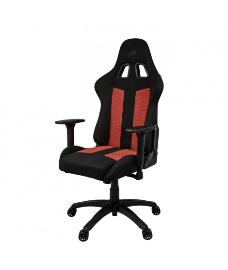 CORSAIR - Chaise bureau - Fauteuil Gaming - TC100 RELAXED - Tissu - Ergonomique - Accoudoirs réglables - Noir/Rouge (CF-99000…