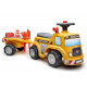 FALK - Porteur Chantier Super Builder - assise ouvrante et volant directionnel avec klaxon, remorque, tamis