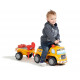 FALK - Porteur Chantier Super Builder - assise ouvrante et volant directionnel avec klaxon, remorque, tamis