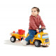 FALK - Porteur Chantier Super Builder - assise ouvrante et volant directionnel avec klaxon, remorque, tamis