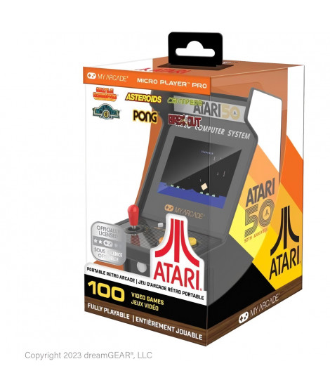 Micro Player PRO - Atari 50th Anniversary - Jeu rétrogaming - 100 jeux intégrés - Ecran 7cm Haute Résolution