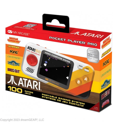 Pocket Player PRO - Atari 50th Anniversary - Jeu rétrogaming - 100 jeux intégrés - Ecran 7cm Haute Résolution