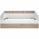 Lit banquette 2 tiroirs 90 x 200/190 cm - MDF - Mat décor chene et blanc - JOY - 2339ENSE