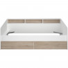 Lit banquette 2 tiroirs 90 x 200/190 cm - MDF - Mat décor chene et blanc - JOY - 2339ENSE