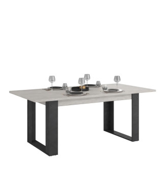 Table a manger rectangulaire CESAR - Décor Noir Chene beige grisé  - 6 personnes - industriel - L 200 x P 78 x H 100 cm - PAR…