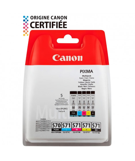 CANON Pack de 5 cartouches d'encre PGI-570 / CLI-571 PGBK/Noir/Cyan/Magenta/Jaune