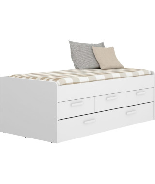 LEKA Lit enfant gigogne - 2 x 90 x 190 - 3 tiroirs - Mélaminé blanc