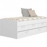 LEKA Lit enfant gigogne - 2 x 90 x 190 - 3 tiroirs - Mélaminé blanc