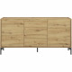 Buffet bas NESS - Mélamine Décor chene artisan - 3 Portes - L 155 x P 43 x H 75 cm