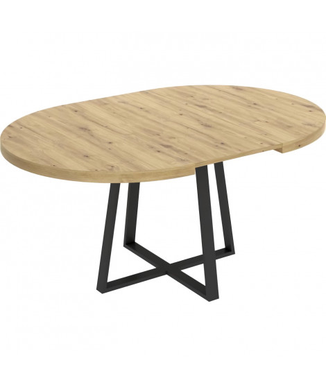 Table ronde extensible DUNA - 4 a 6 personnes - Décor chene - L110 x P110/152 x H77 cm