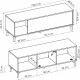 Meuble TV LAK - Mélaminé chene artisan et anthracite - 1 Porte - L 133 x P39 x H45 cm - Fabrication Européenne
