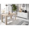 Ensemble salon KLoe : Buffet + table extensible - Décor chene clair et blanc mat