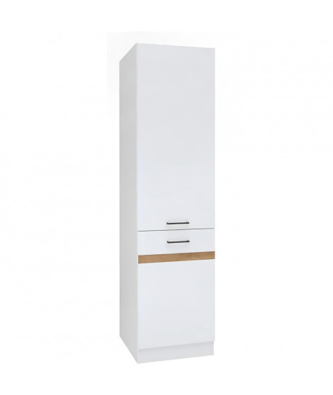 JUNONA Colonne de cuisine 2 Portes ouverture droite - L 50 x H 196 x P 46 cm - Blanc brillant