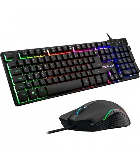 Combo KRYPTON - THE G-LAB - Pack Clavier et Souris Gamer Filaire Rétro - Éclairage RGB