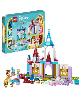 LEGO Disney Princess 43219 Châteaux Créatifs, Jouet Château avec Mini-Poupées Belle et Cendrillon