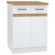 JUNONA Meuble bas de cuisine 60 cm - 2 Portes - Plan de travail - Blanc brillant