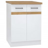 JUNONA Meuble bas de cuisine 60 cm - 2 Portes - Plan de travail - Blanc brillant