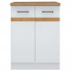 JUNONA Meuble bas de cuisine 60 cm - 2 Portes - Plan de travail - Blanc brillant