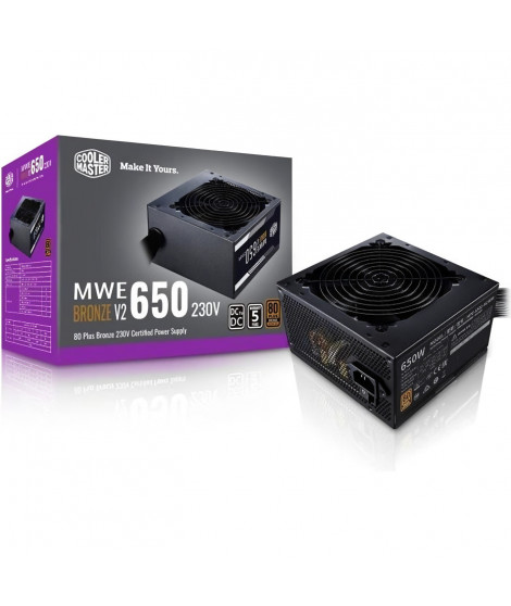 COOLER MASTER MWE Bronze  650W V2  - Alimentation 650W - 230V (Certifiée 80 Plus Bronze Garantie 5 ans) Câbles plats noir