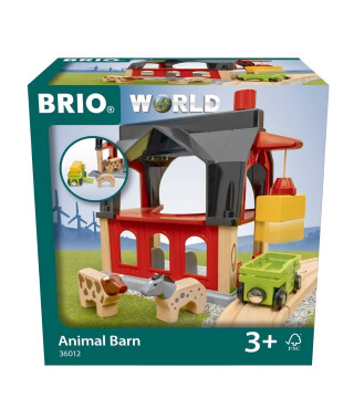 BRIO World - 36012 - Grange des animaux - Accessoire pour circuit de train en bois - Jouet pour garçons et filles des 3 ans