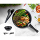 Batterie de cuisine Arthur Martin AM2090 4 pieces - wok 28 cm - aluminium - poignée amovible - tous feux dont induction