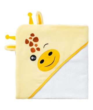 Cape de bain BABYCALIN GIRAFE - Des la naissance - Velours/Coton - 75 x 75 cm - Jaune