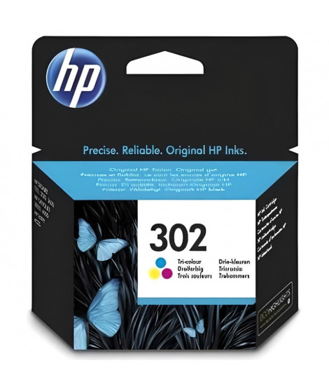 HP 302 Cartouche d'encre trois couleurs authentique (F6U65AE) pour HP DeskJet 2130/3630 et HP OfficeJet 3830