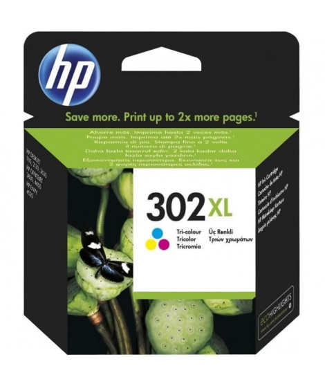 HP 302XL Cartouche d'encre trois couleurs grande capacité authentique (F6U67AE) pour HP DeskJet 2130/3630 et HP OfficeJet 3830