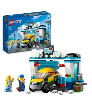 LEGO City 60362 La Station de Lavage, Jouet pour Enfants Des 6 Ans, avec Voiture et Minifigurines