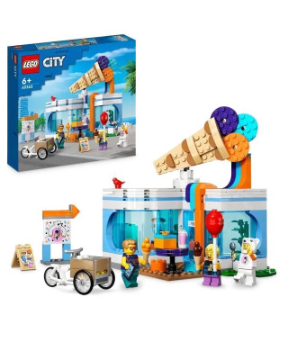 LEGO City 60363 La Boutique du Glacier, Jouet pour Enfants Des 6 Ans, avec Vélo Cargo