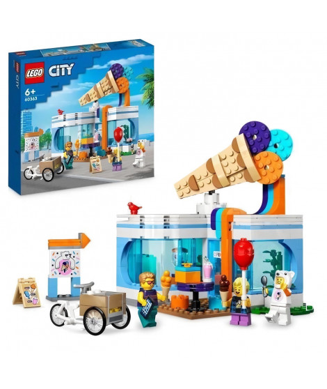 LEGO City 60363 La Boutique du Glacier, Jouet pour Enfants Des 6 Ans, avec Vélo Cargo