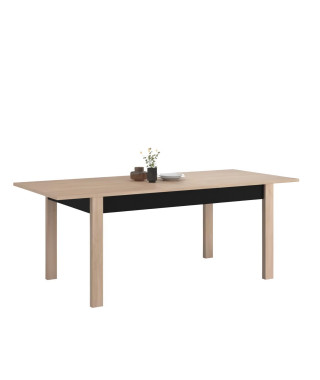 Table a manger extensible - Décor chene Brooklyn et noir -  HELMA PARISOT L 157/207x H 77,3 x l 90 cm