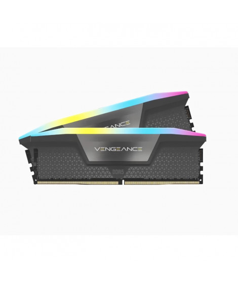 Mémoire RAM - CORSAIR - Vengeance RGB DDR5 - 32GB 2x16GB DIMM - 6000 MHz - 1,40V - Gris (CMH32GX5M2B6000Z30K)