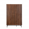 Armoire 2 portes LODGE en bois et métal - Décor Noyer - L126 x P50 x H190