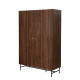 Armoire 2 portes LODGE en bois et métal - Décor Noyer - L126 x P50 x H190