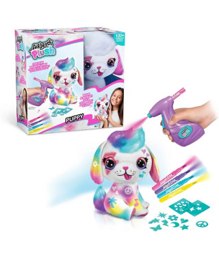 Peluche Airbrush Chiot a personnaliser - Peluche spray art avec feutres et pochoirs - OFG 249 - Canal Toys