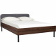 LODGE Lit adulte 140 x 190 cm - Décor Noyer - Pieds métal - Sommier inclus