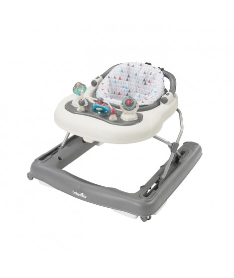 BABYMOOV Trotteur-Pousseur bébé - Evolutif - Pliage compact - Musical, Zinc