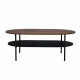 Table basse 2 plateaux - Décor Noyer et pied en métal - Contemporain - L 110 x P 70 x H 40 - LODGE