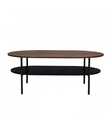 Table basse 2 plateaux - Décor Noyer et pied en métal - Contemporain - L 110 x P 70 x H 40 - LODGE