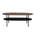 Table basse 2 plateaux - Décor Noyer et pied en métal - Contemporain - L 110 x P 70 x H 40 - LODGE