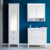 OLE Salle de bain complete: Colonne avec miroir + Meuble sous vasque + Vasque + Meuble haut avec miroir - Mélaminé blanc - TR…