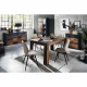 Buffet bas INDY 4 Portes et 1 Tiroir - Mélaminé bois vieilli et gris mat - L 178 x P 40 x H 77 cm