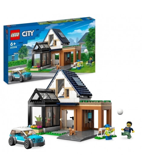LEGO City 60398 Maison Familiale et Voiture Électrique, Jouet de Maison de Poupée