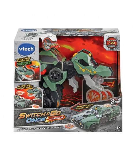 VTECH - Switch & Go Dinos Lanceur - Tyram, Super T-Rex Lance Flammes