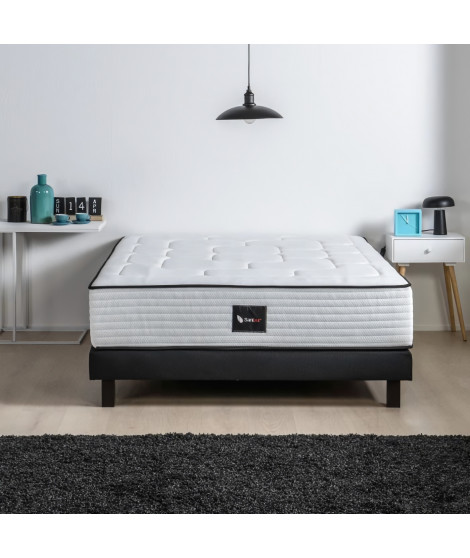 DEKO DREAM Ensemble matelas + sommier bois massif 160 x 200 - 700 ressorts ensachés - Medium - HOTEL SANIPUR