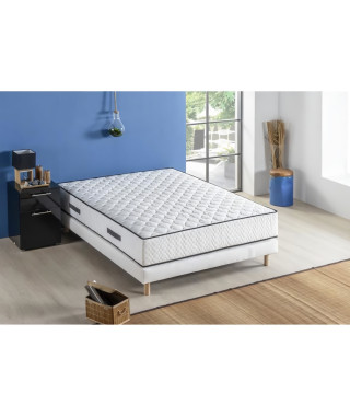 DEKO DREAM Ensemble Matelas + sommier Détente 140x200cm - Ressorts - 7 zones - 24cm - Equilibré