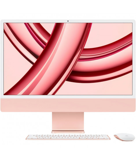 Apple - 24 - iMac Retina 4,5K (2023) - Puce Apple M3 - RAM 8Go - Stockage 256Go - GPU 8 coeurs - Rose