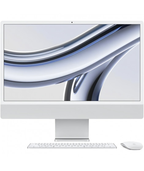 Apple - 24 - iMac Retina 4,5K (2023) - Puce Apple M3 - RAM 8Go - Stockage 256Go - GPU 10 coeurs - Argent